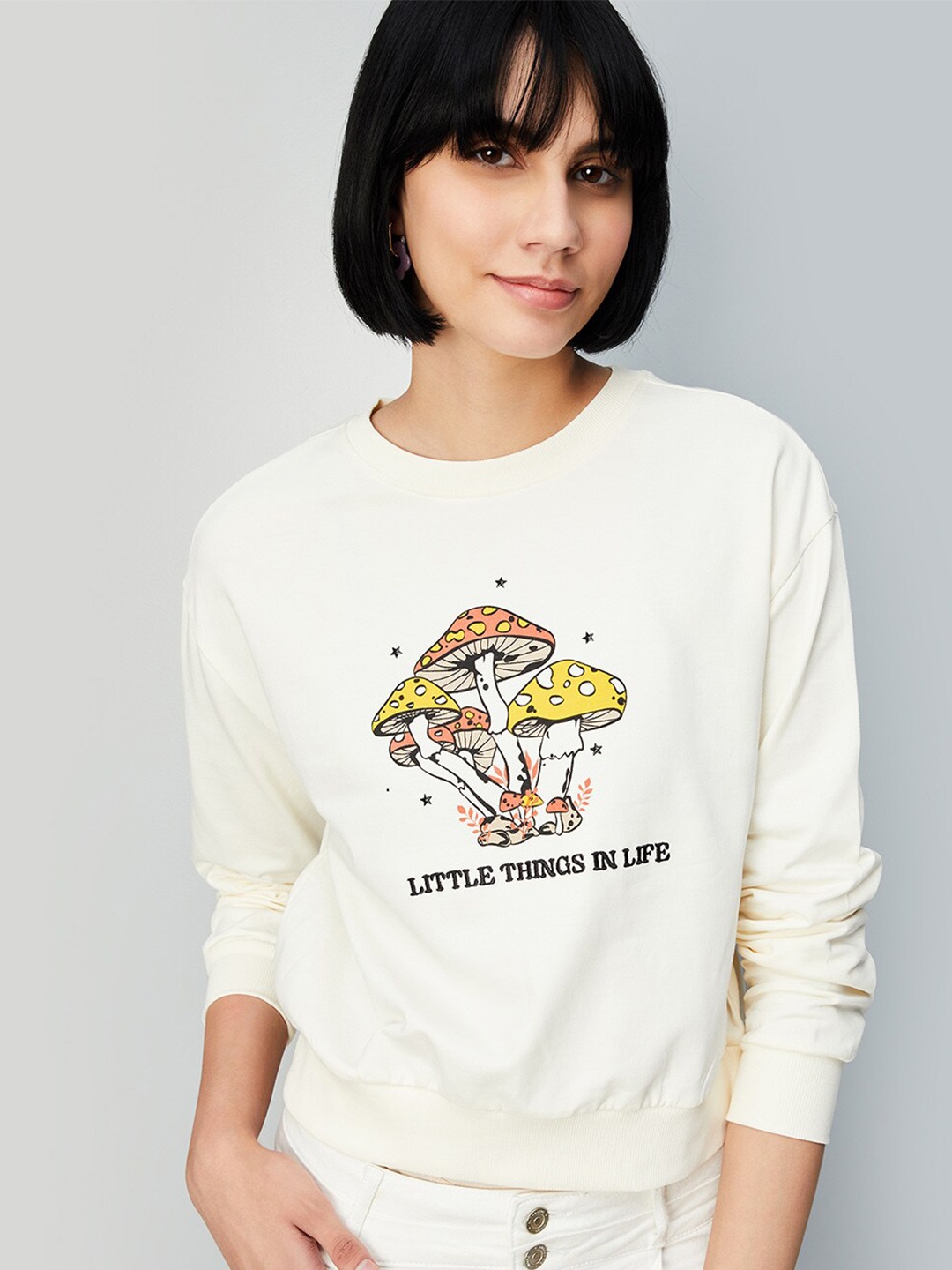 

max Graphic Printed Pure Cotton Sweatshirt, Beige