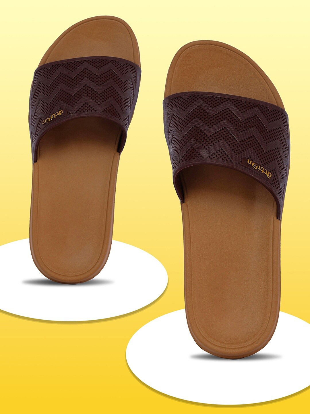 

Action EVA Flotter Women Textured Rubber Sliders, Brown