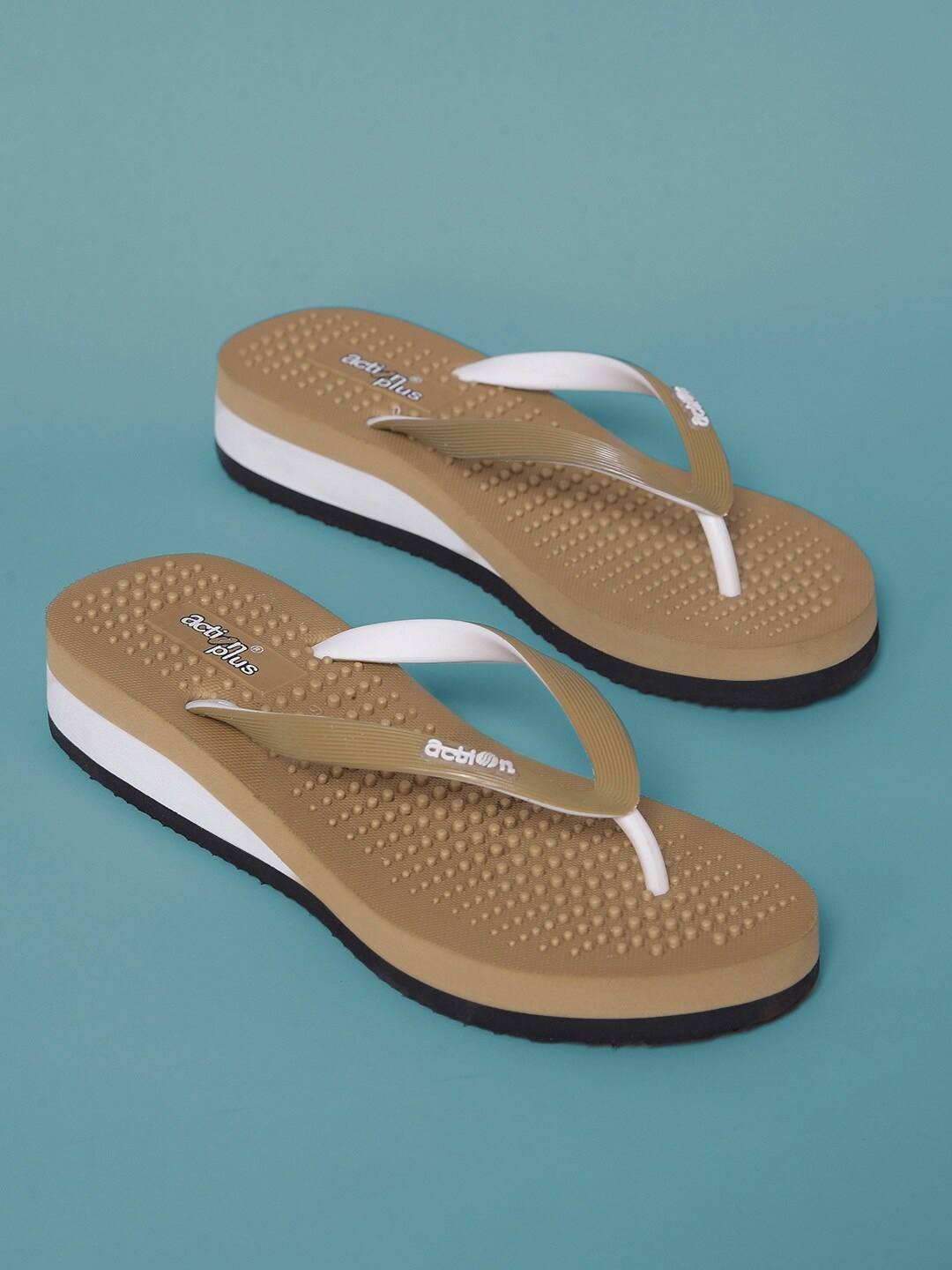 

Action EVA Flotter Women Rubber Thong Flip-Flops, Beige
