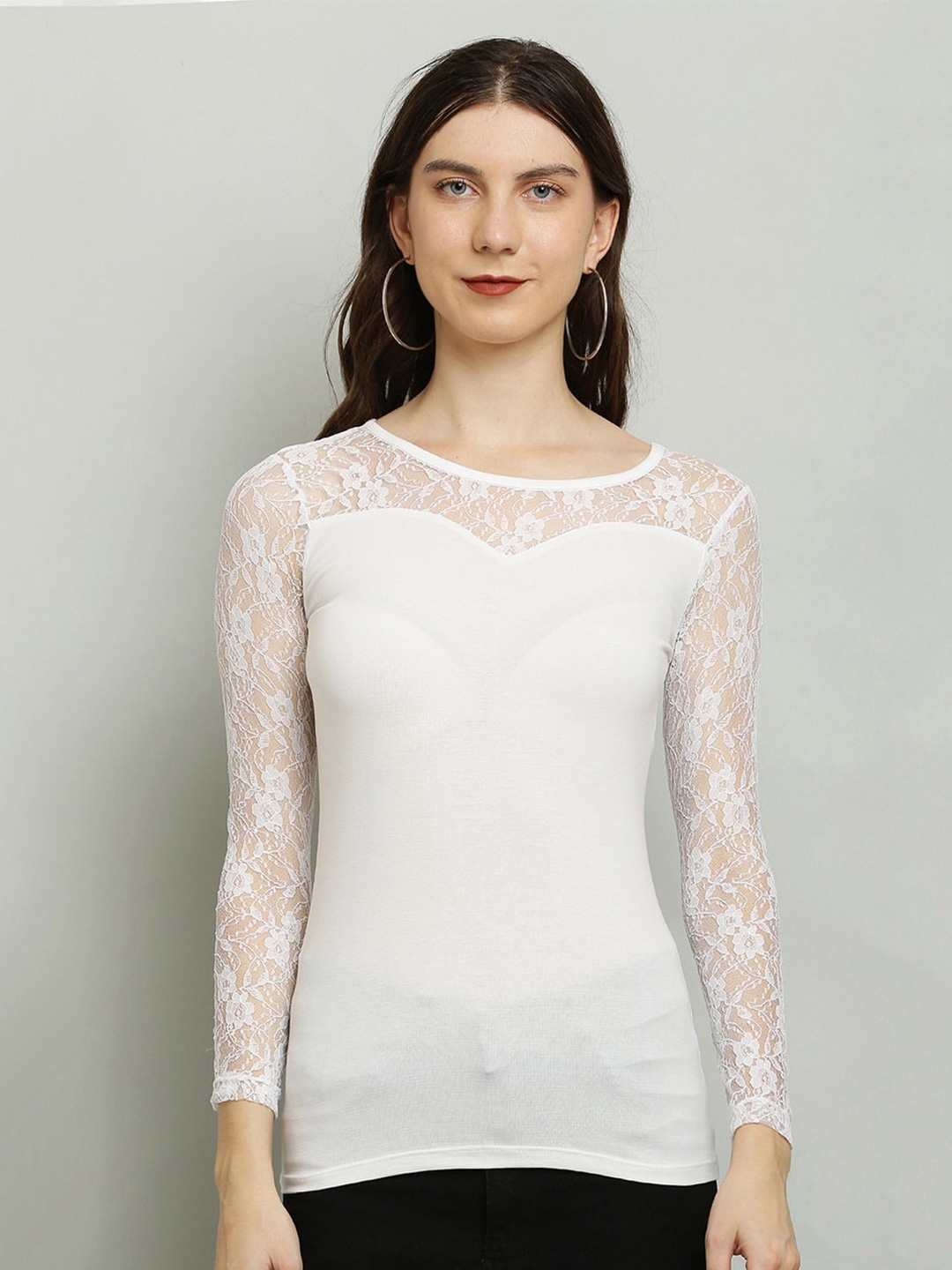 

LE BOURGEOIS Lace-Up Detail Top, White