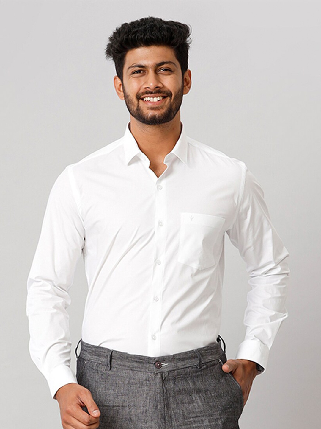 

Ramraj Spread Collar Cotton Formal Shirt, White