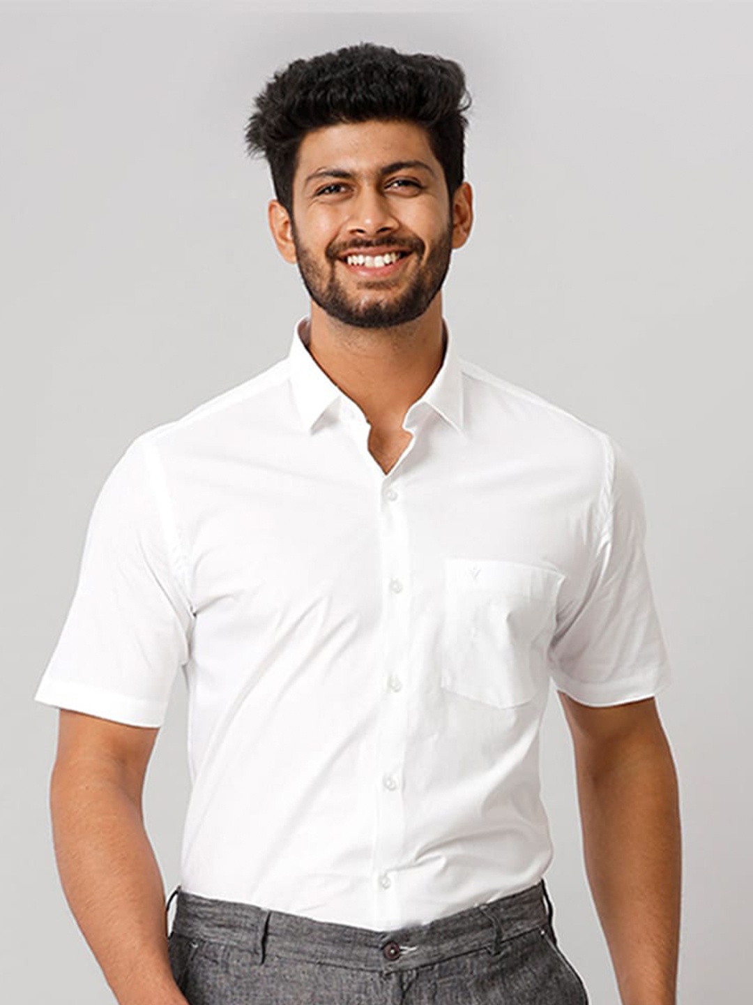 

Ramraj Spread Collar Cotton Formal Shirt, White