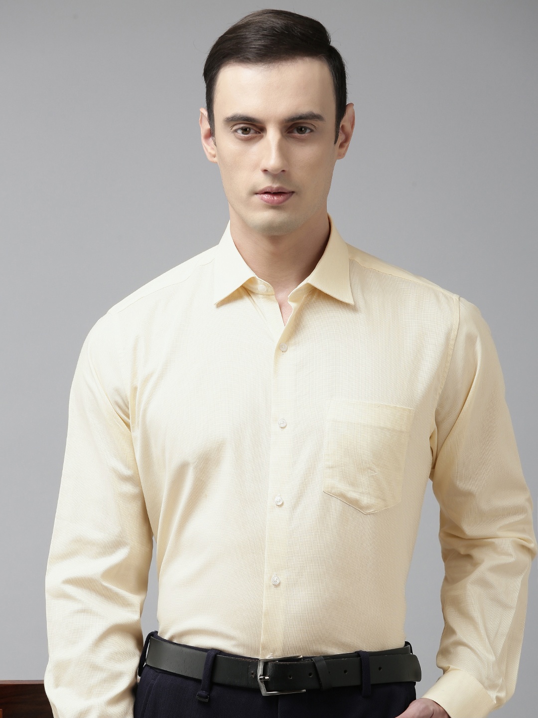

Van Heusen Custom Opaque Pure Cotton Formal Shirt, Yellow