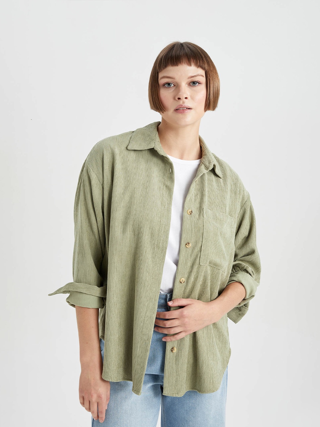 

DeFacto Corduroy Casual Shirt, Green