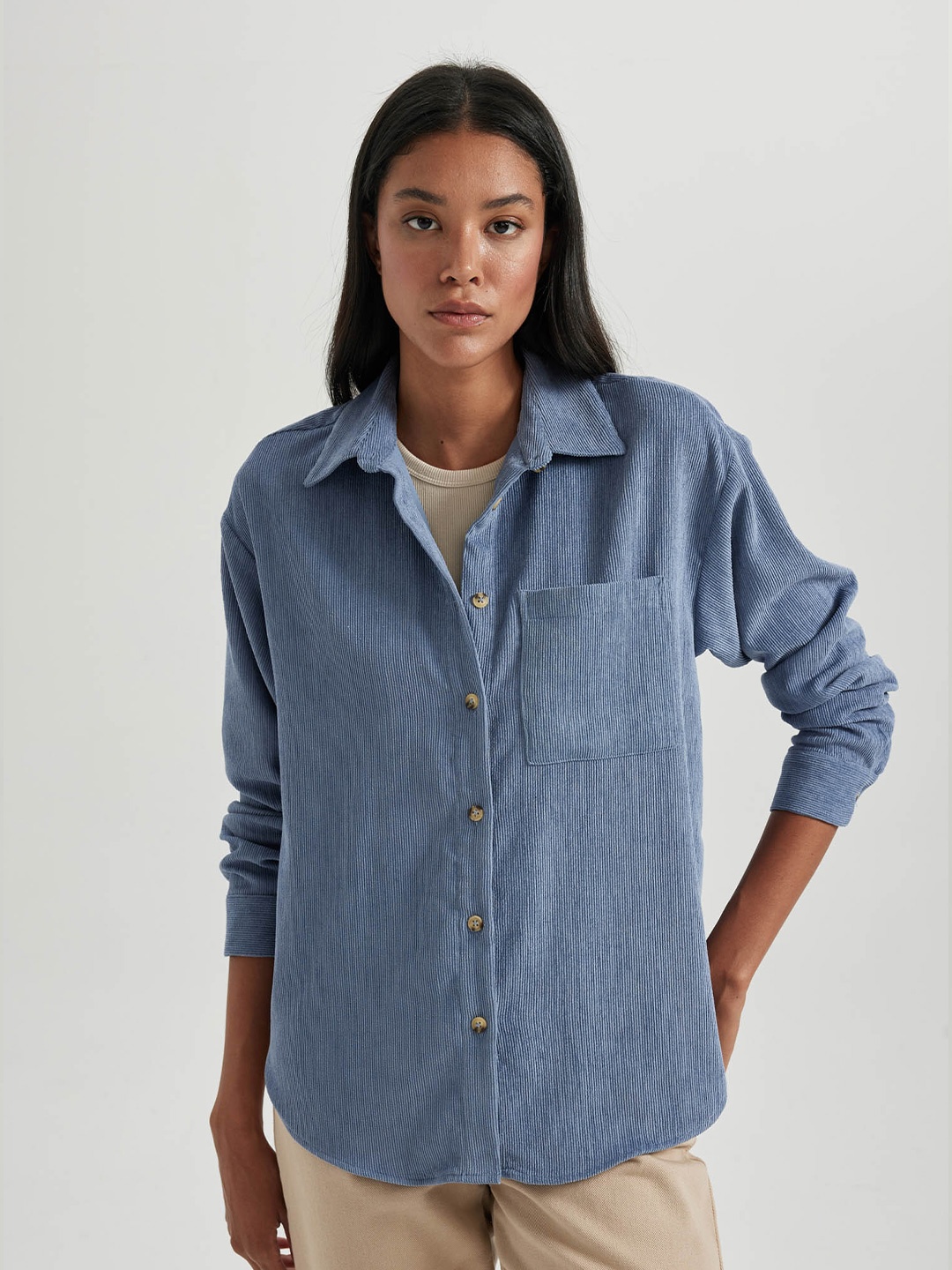 

DeFacto Corduroy Casual Shirt, Blue