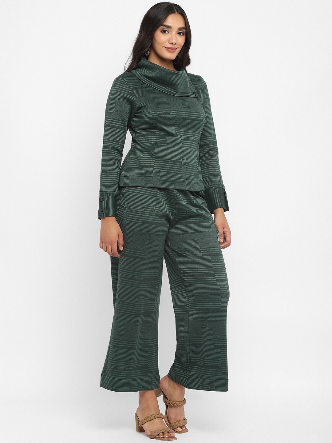 

STADO Self Design Top & Palazzos Co-Ords, Green