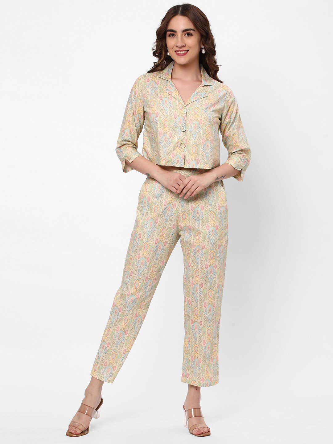

R&B Ethnic Motifs Printed Top With Trousers, Pink