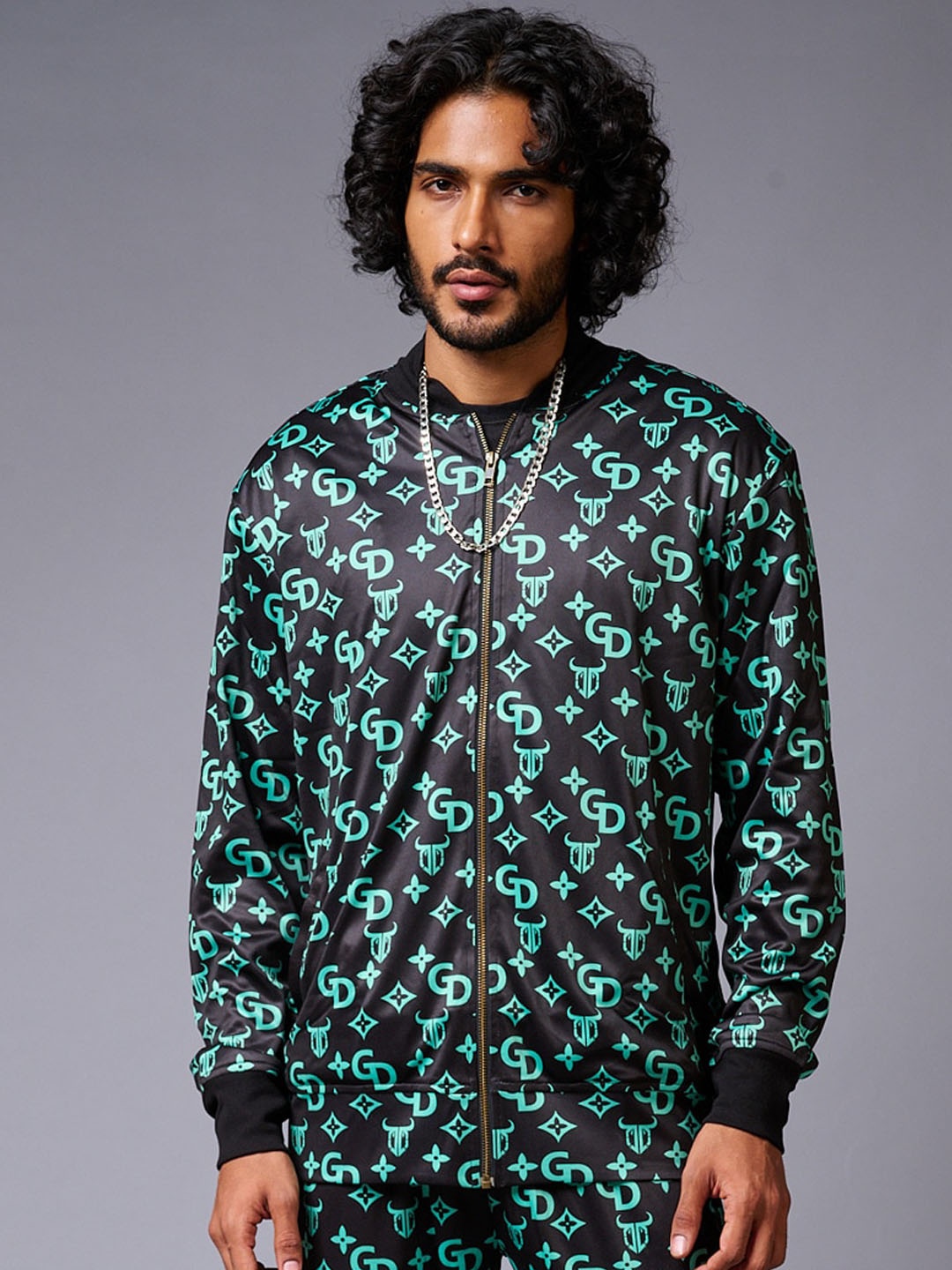 

GO DEVIL Printed Bomber Style Jacket With Pant Co-Ords, Black