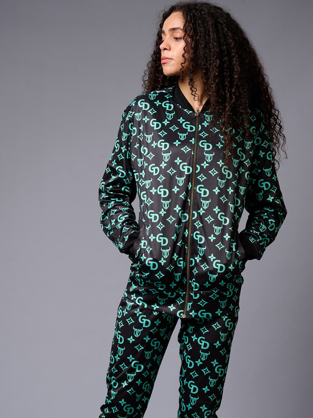 

GO DEVIL Printed Sweatshirt With Joggers Co-Ords, Black