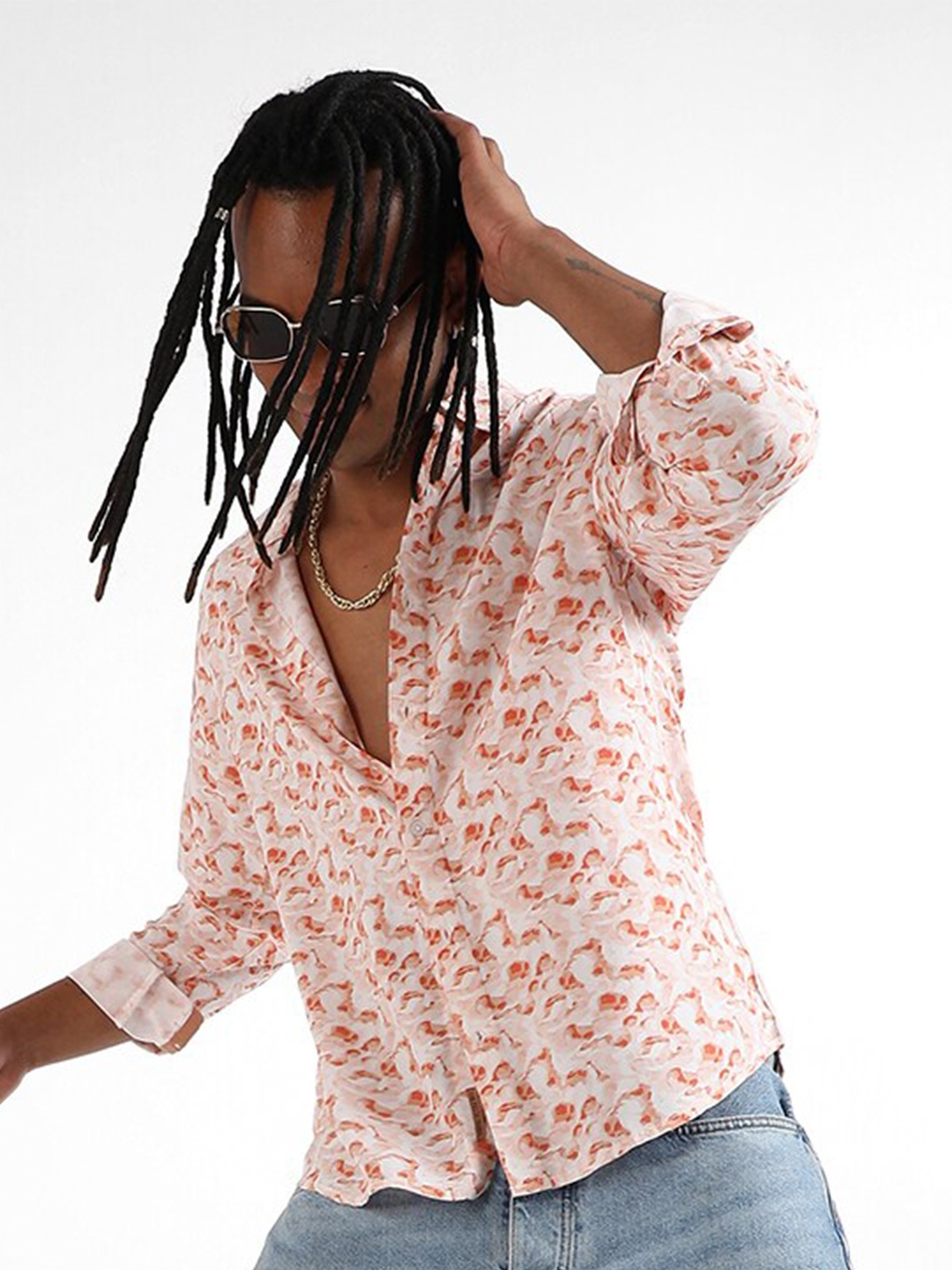 

Campus Sutra Classic Abstract Printed Opaque Casual Shirt, Orange