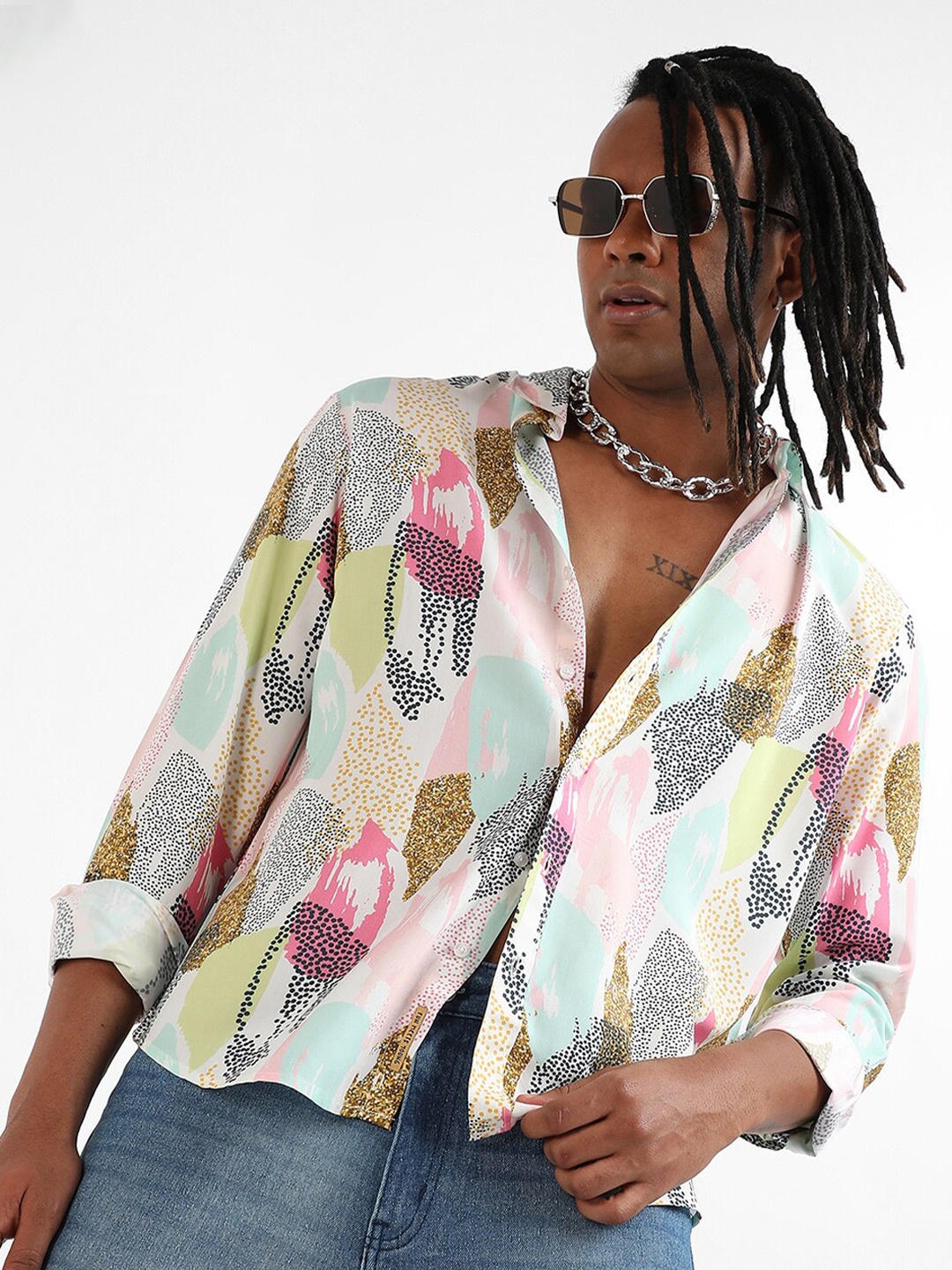 

Campus Sutra Classic Abstract Printed Casual Shirt, White