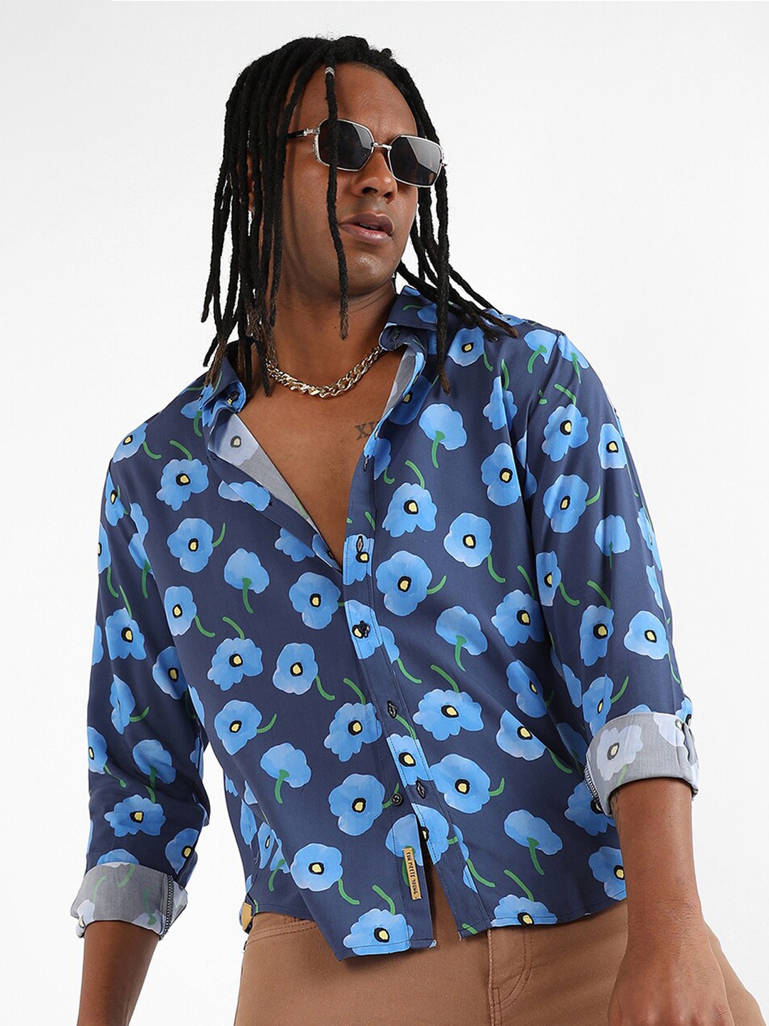 

Campus Sutra Classic Floral Printed Opaque Casual Shirt, Blue