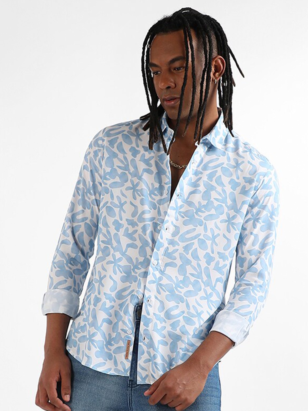 

Campus Sutra Classic Abstract Printed Casual Shirt, White
