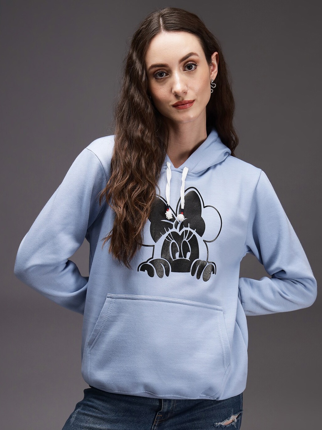 

eWools Mickey Mouse Printed Hooded Neck Long Sleeve Pullover Sweatshirt, Blue