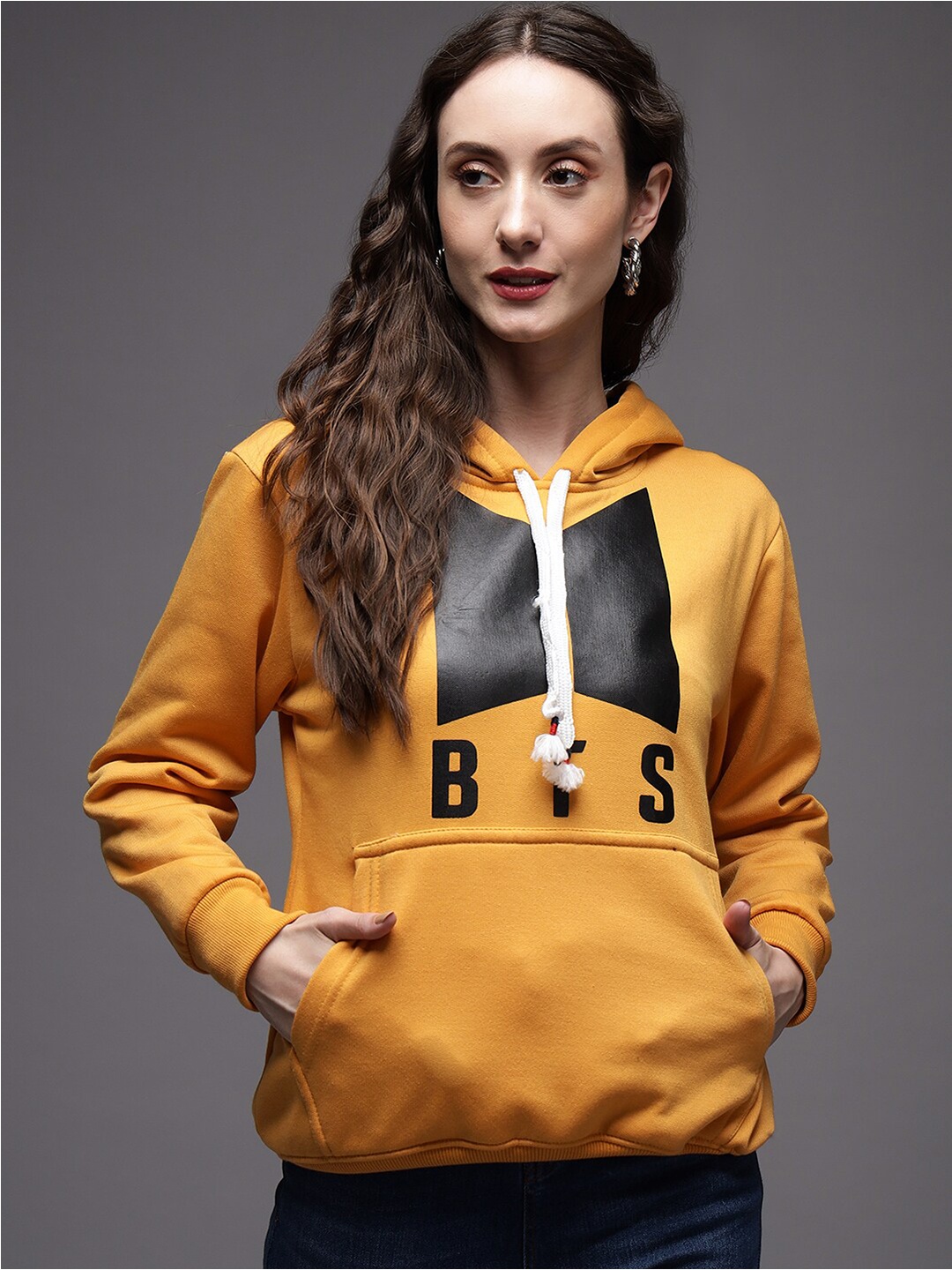 

eWools Colourblocked Hooded Terry Pullover Sweatshirt, Mustard