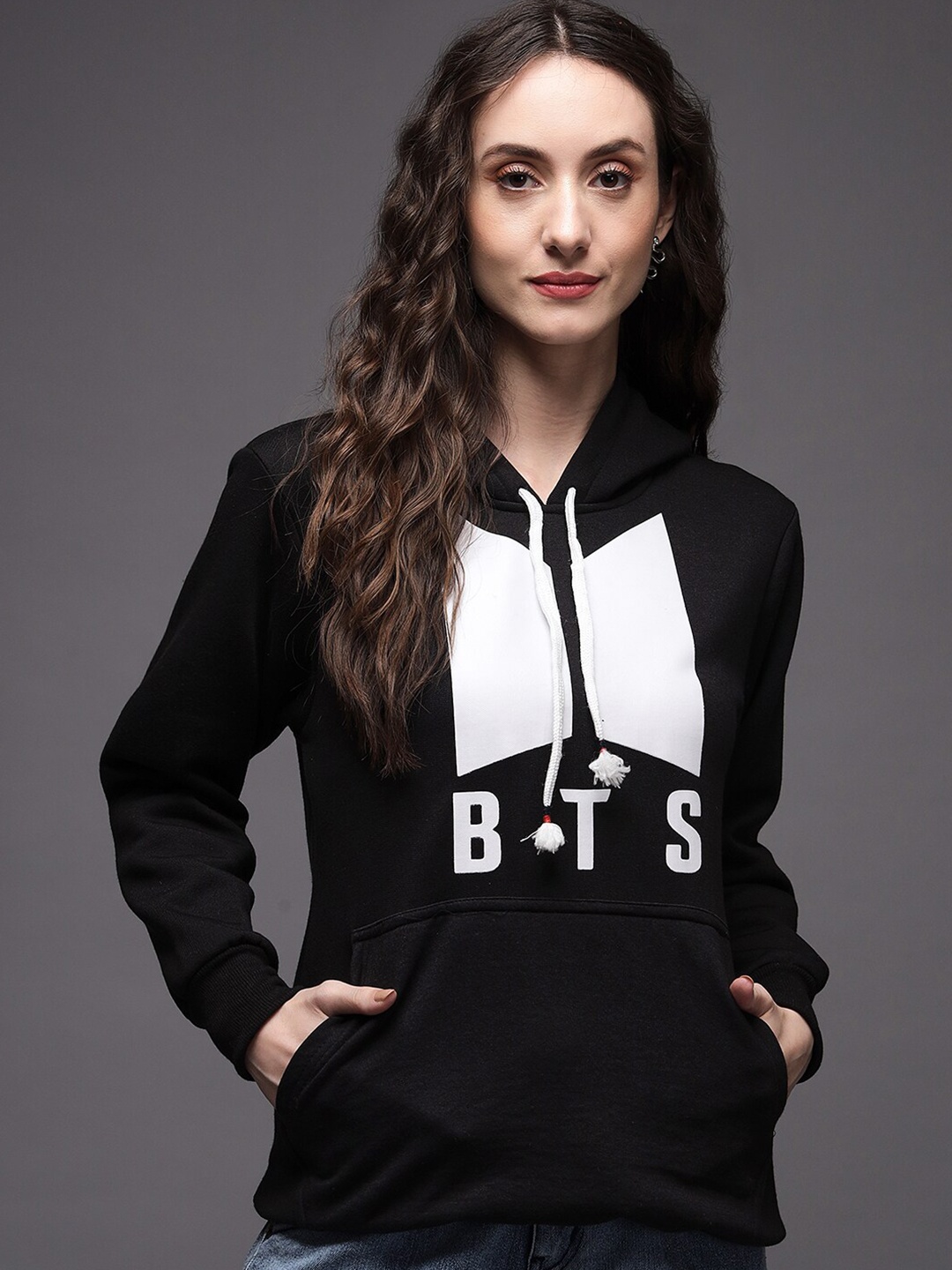 

eWools Colourblocked Hooded Terry Pullover Sweatshirt, Black