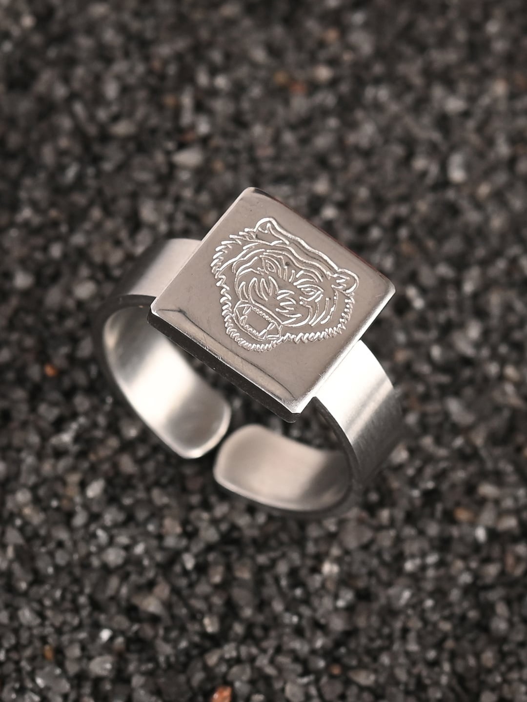 

VIRAASI Men Stainless Steel Adjustable Band Finger Ring, Silver