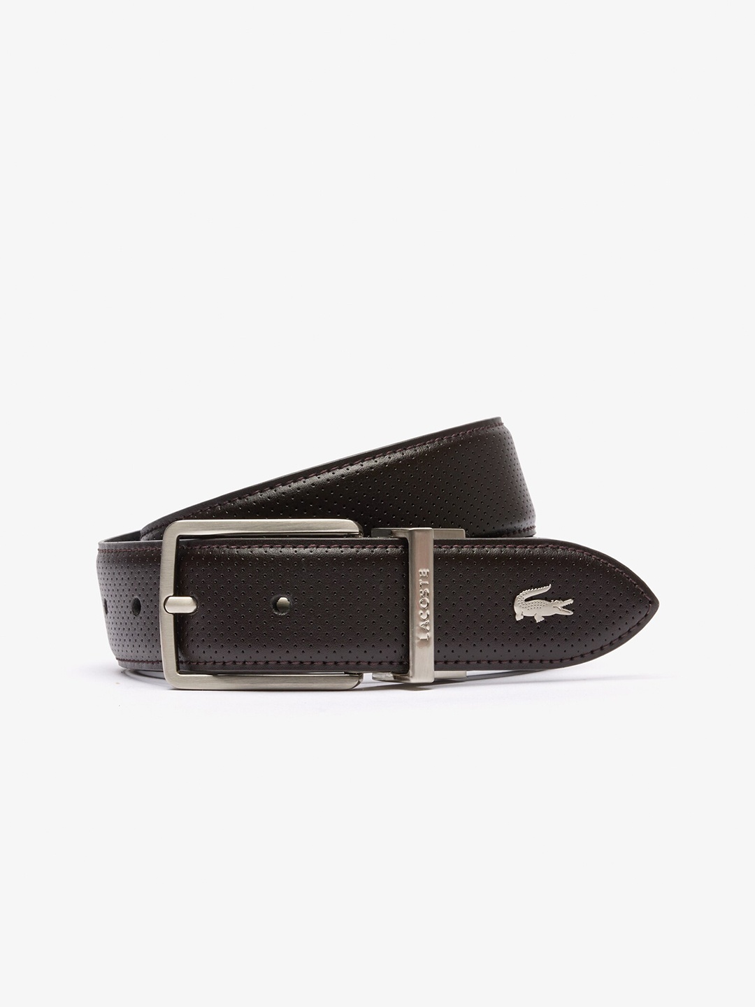 

Lacoste Men Textured Leather Reversible Belt, Black