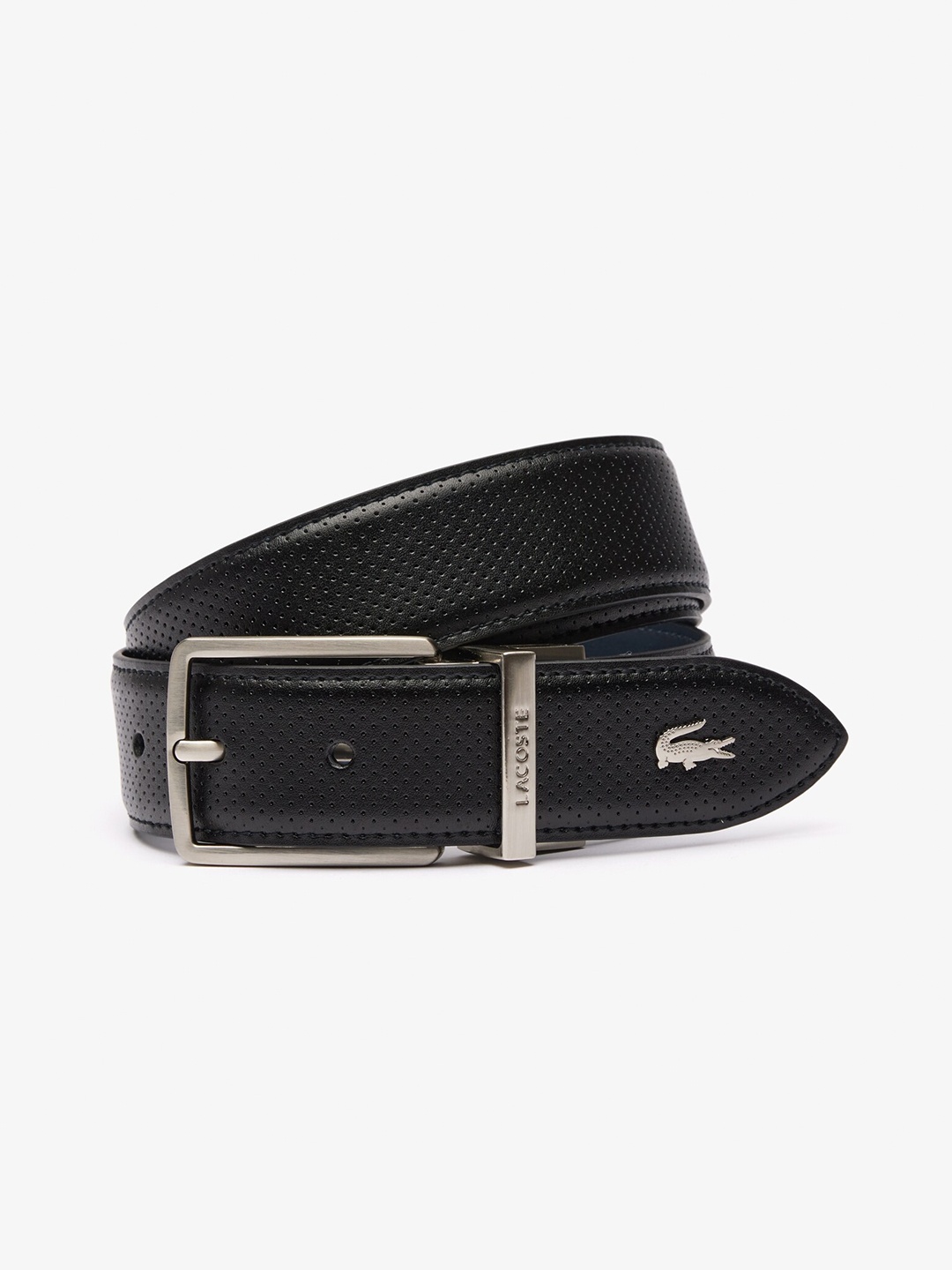 

Lacoste Men Textured Leather Reversible Belt, Black