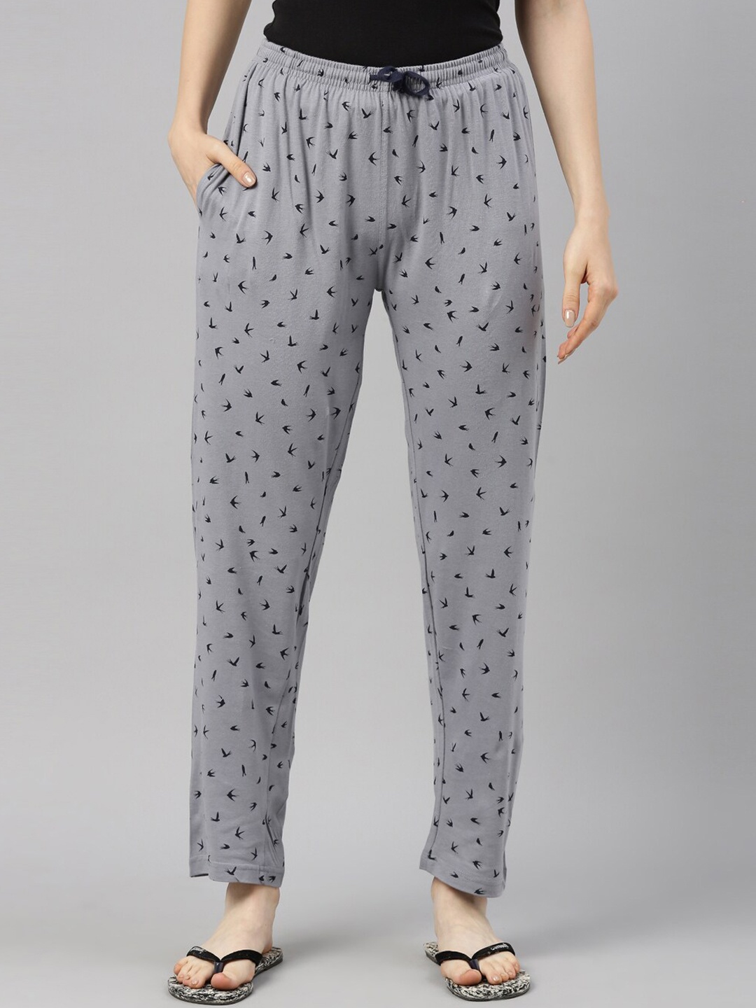 

Kryptic Women Conversational Printed Pure Cotton Lounge Pants, Grey