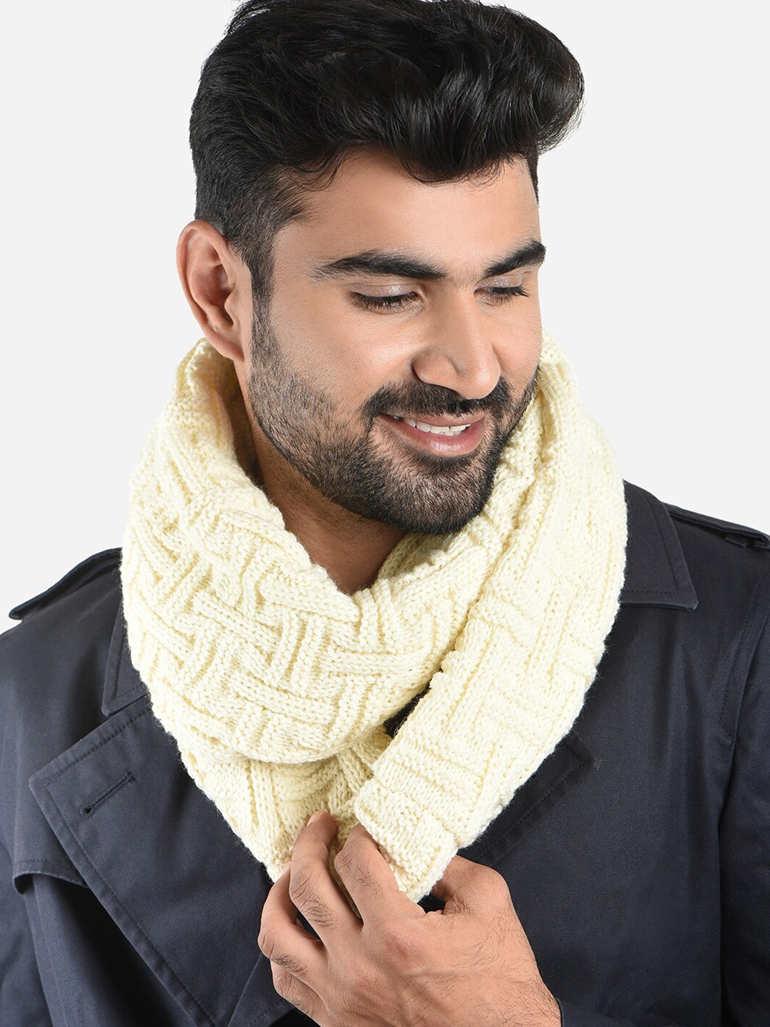 

The Bro Code Men Self Design Acrylic Scarf, Cream