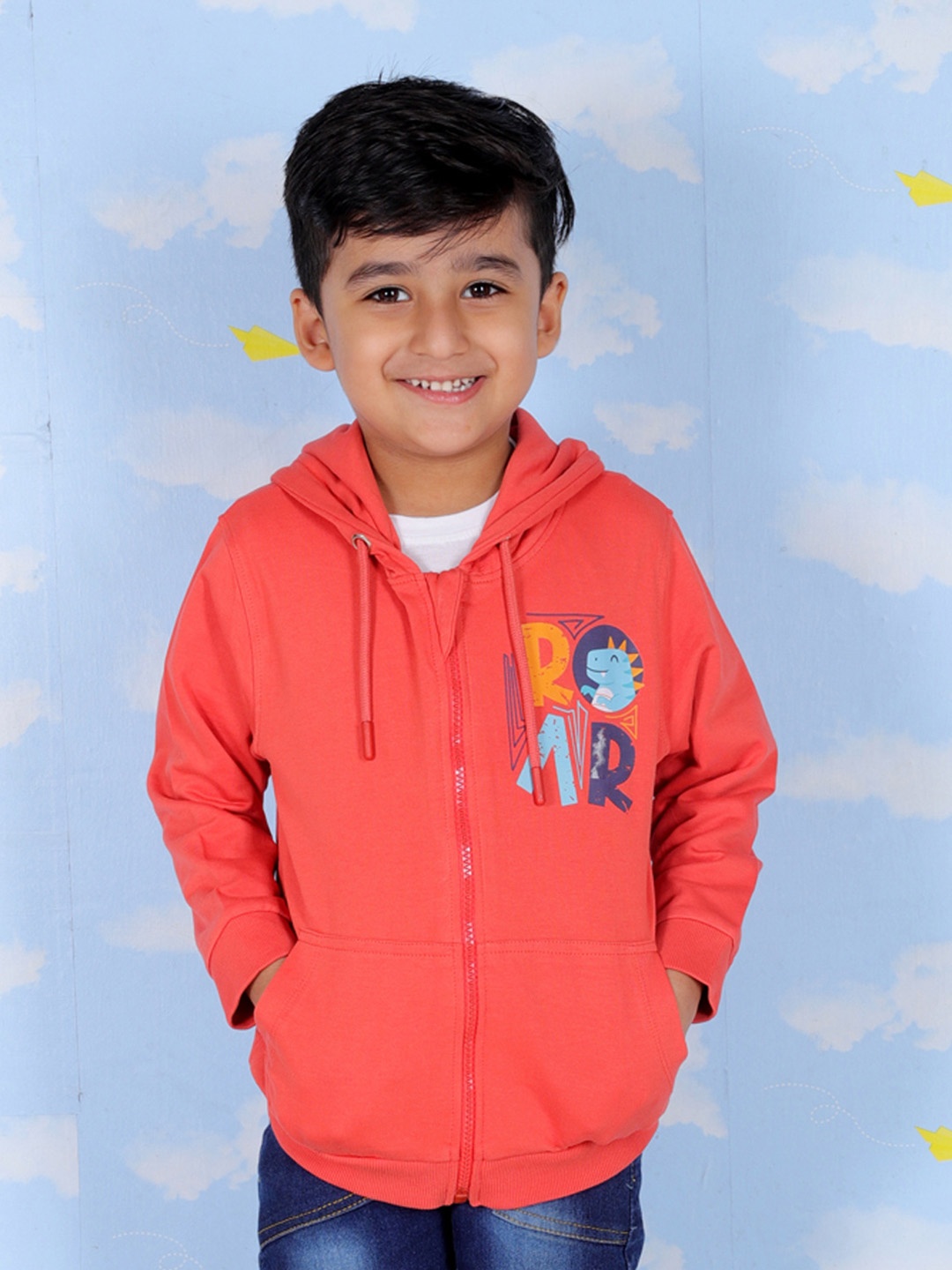 

The Mom Store Kids Graphic Printed Hooded Sweatshirt, Red