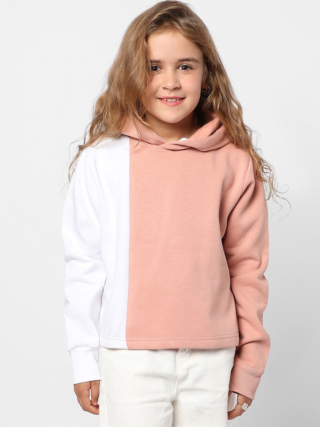 

Instafab Girls Colourblocked Hooded Sweatshirt, White