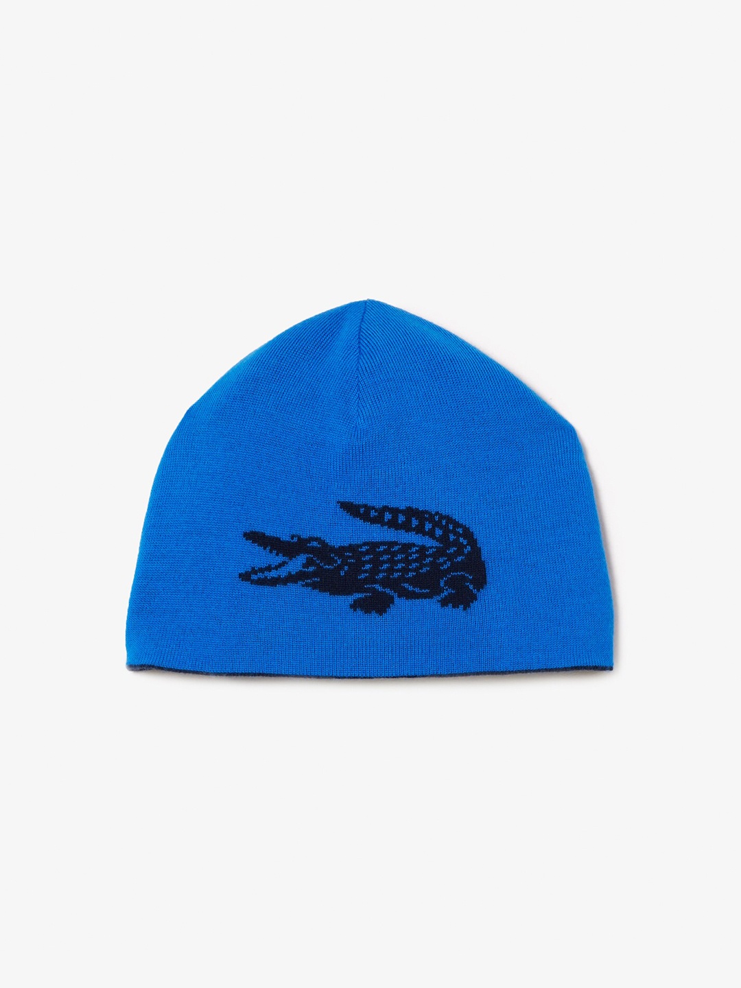 

Lacoste Unisex Self Design Wool Reversible Beanie, Navy blue