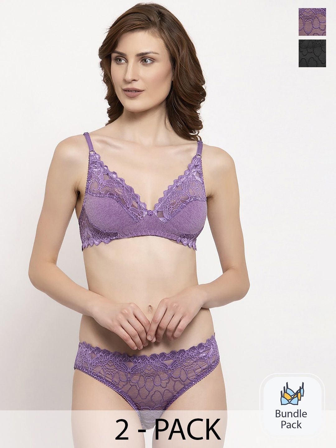 

Aamarsh Pack Of 2 Self-Designed Lingerie Set, Purple