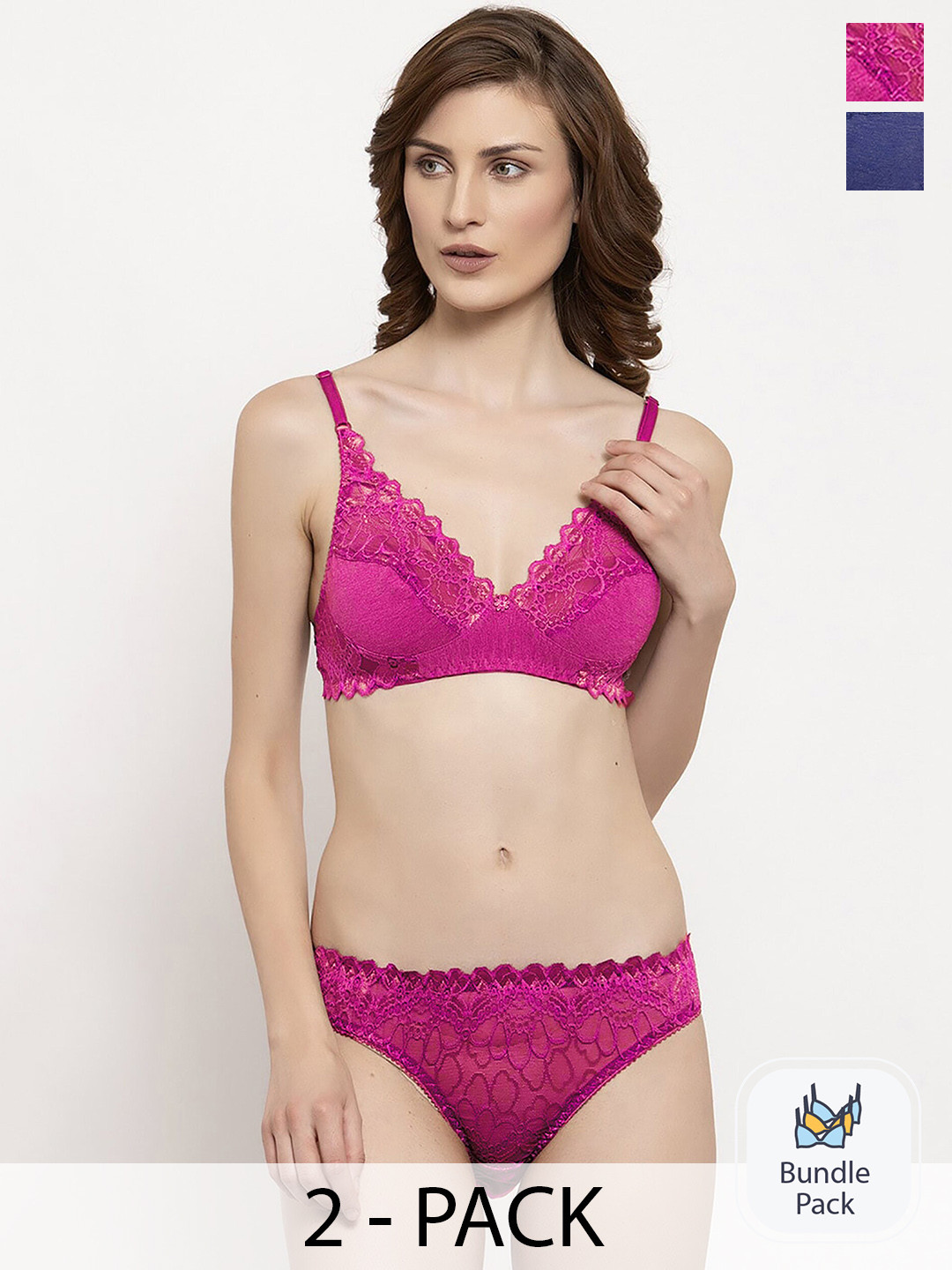 

Aamarsh Pack Of 2 Self Design Lingerie Set, Blue