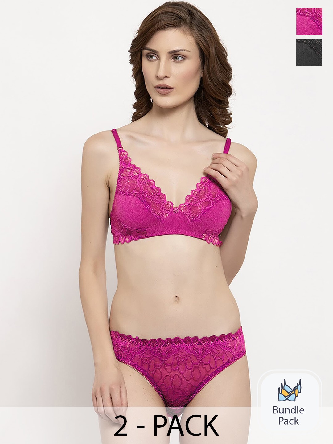 

Aamarsh Pack Of 2 Self-Design Cotton Lingerie Sets, Pink