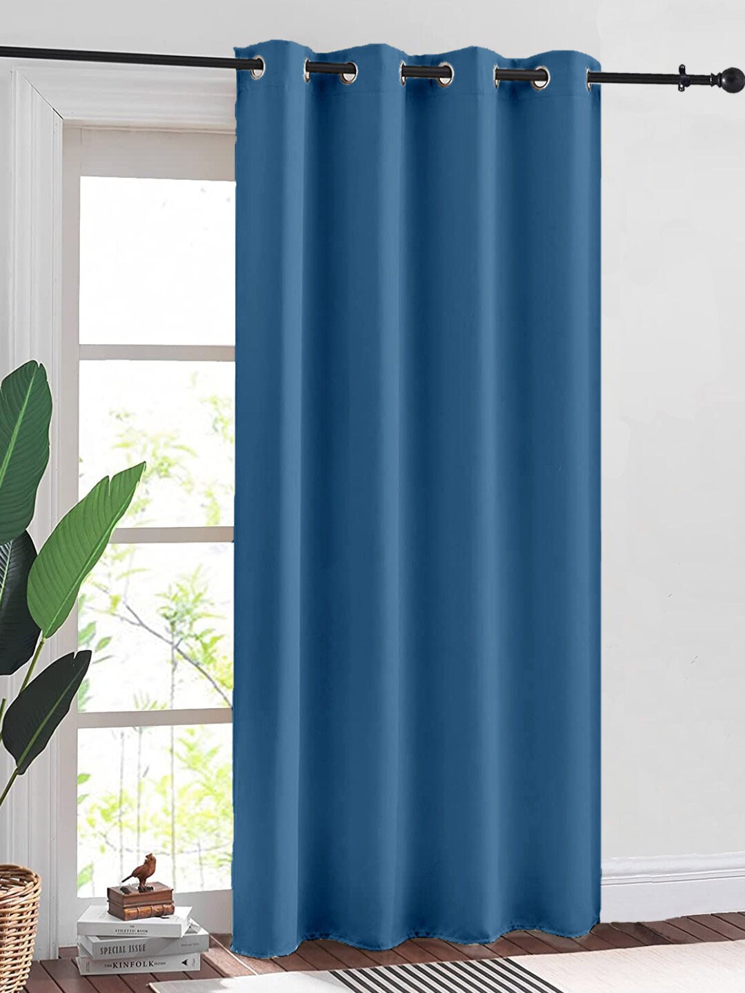 

URBAN SPACE Navy Blue 2 Pieces Black Out Window Curtain