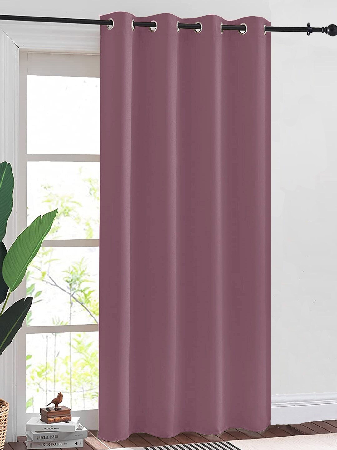 

URBAN SPACE 2 Pcs Purple Black Out Door Curtain