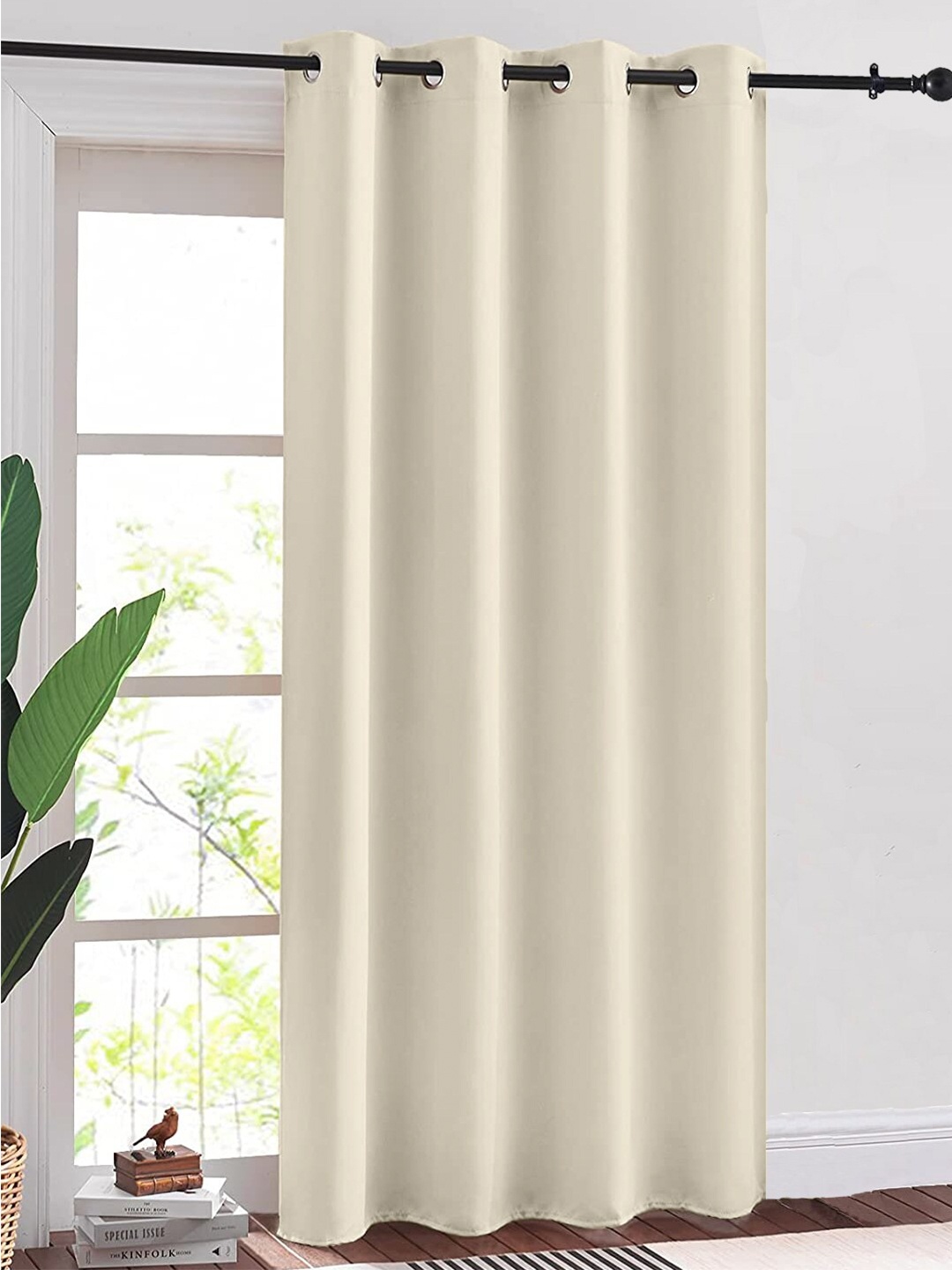 

URBAN SPACE Beige 2 Pieces Black Out Door Curtains