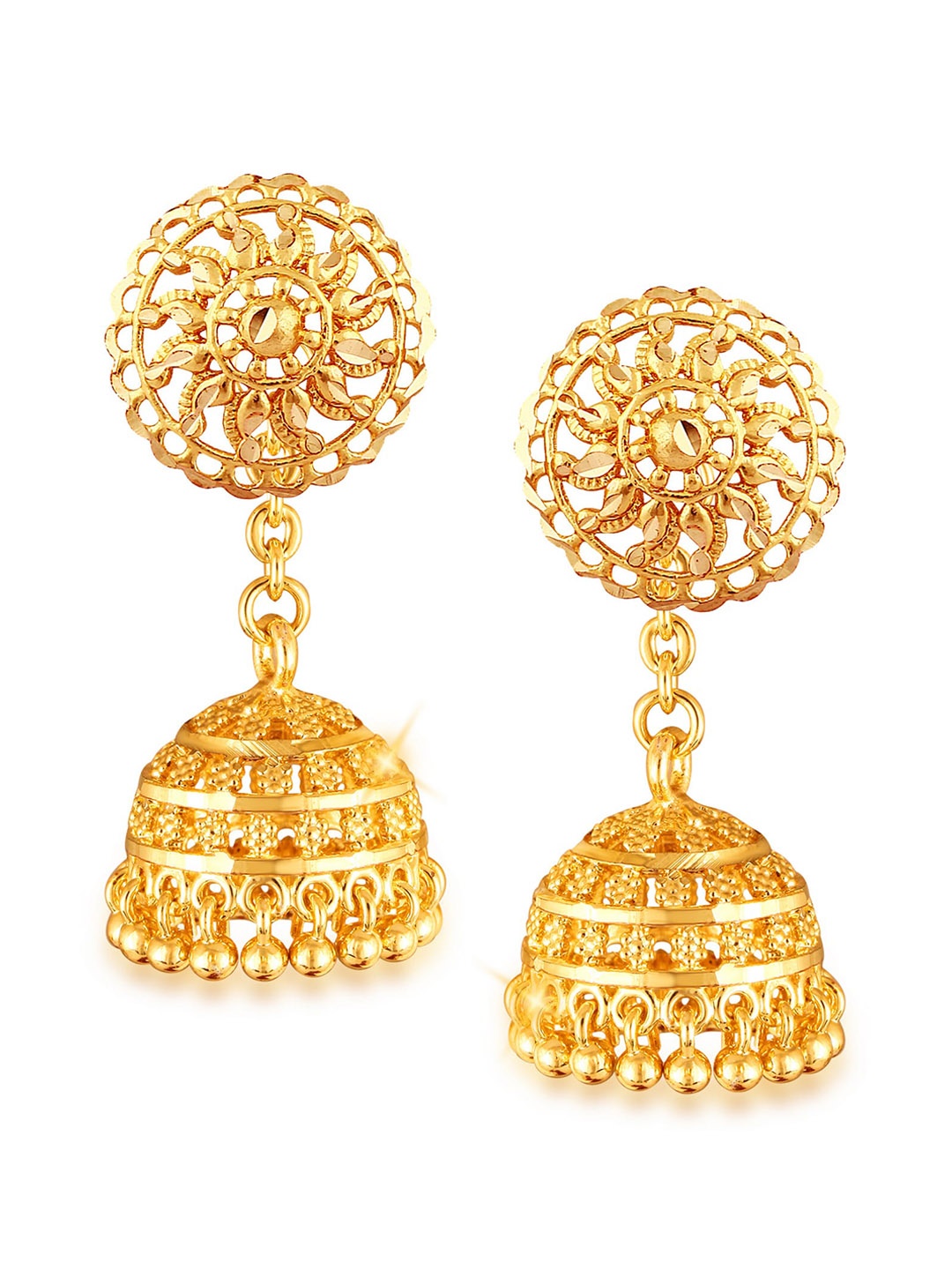 Vighnaharta Gold-Plated Dome Shaped Jhumkas