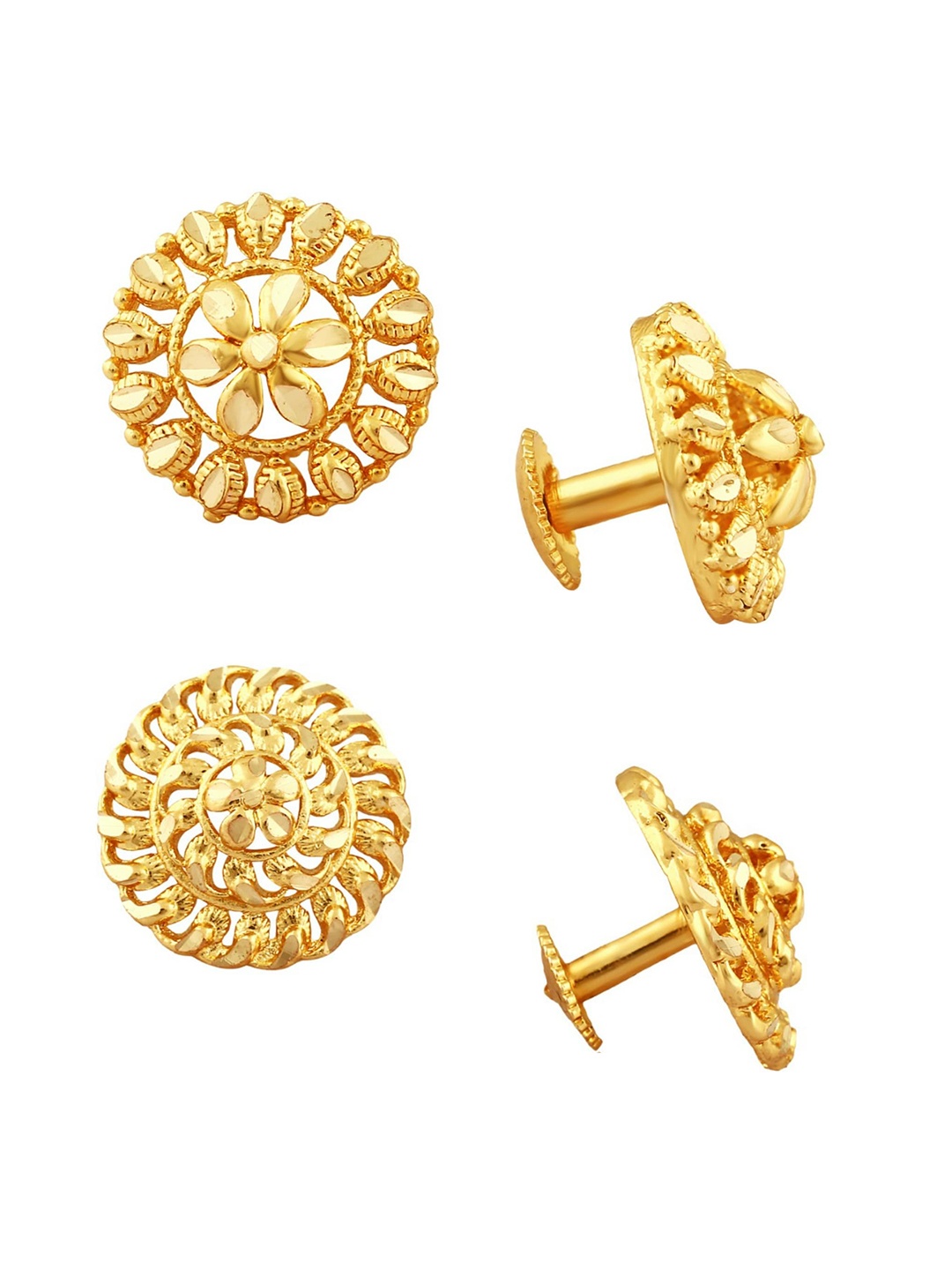 

Vighnaharta Set Of 2 Gold-Plated Floral Studs Earrings