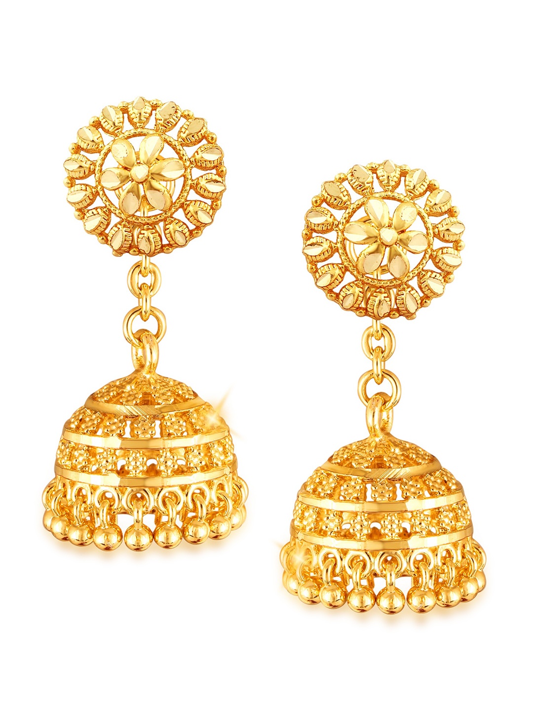 

Vighnaharta Gold-Plated Floral Jhumkas