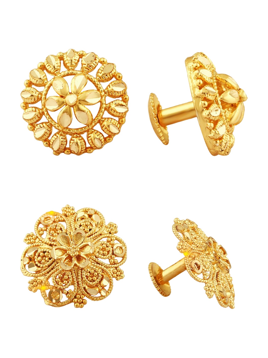 

Vighnaharta Set Of 2 Gold-Plated Floral Shaped Studs Earrings