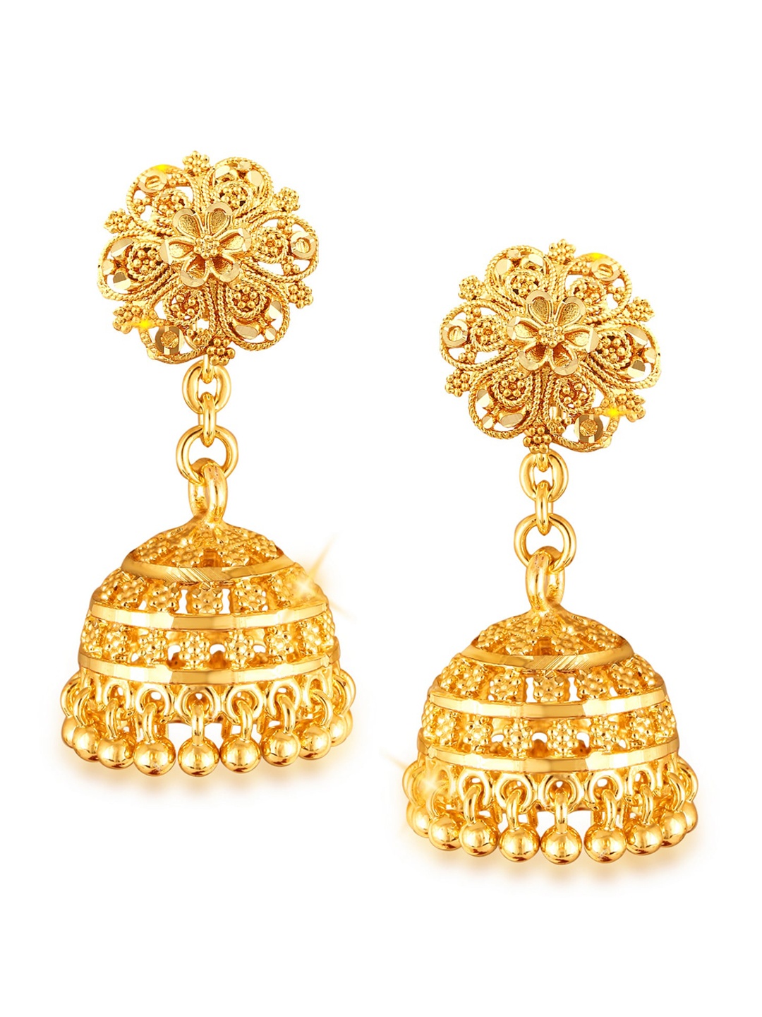 Vighnaharta Gold-Plated Dome Shaped Jhumkas