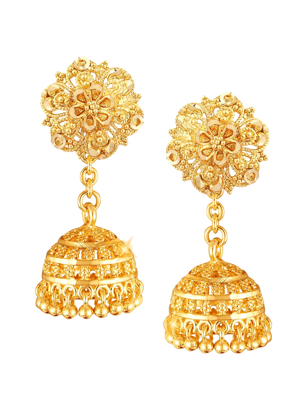 

Vighnaharta Gold Plated Floral Stud Earrings With Removable Jhumkas