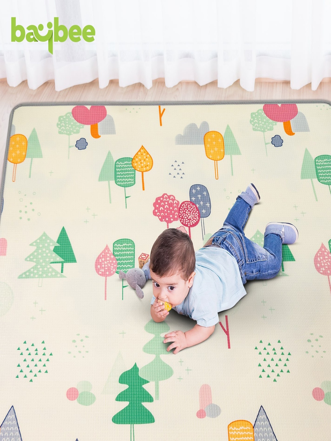 

BAYBEE Kids Double Sided Water Proof Reversible Play Mat, Beige
