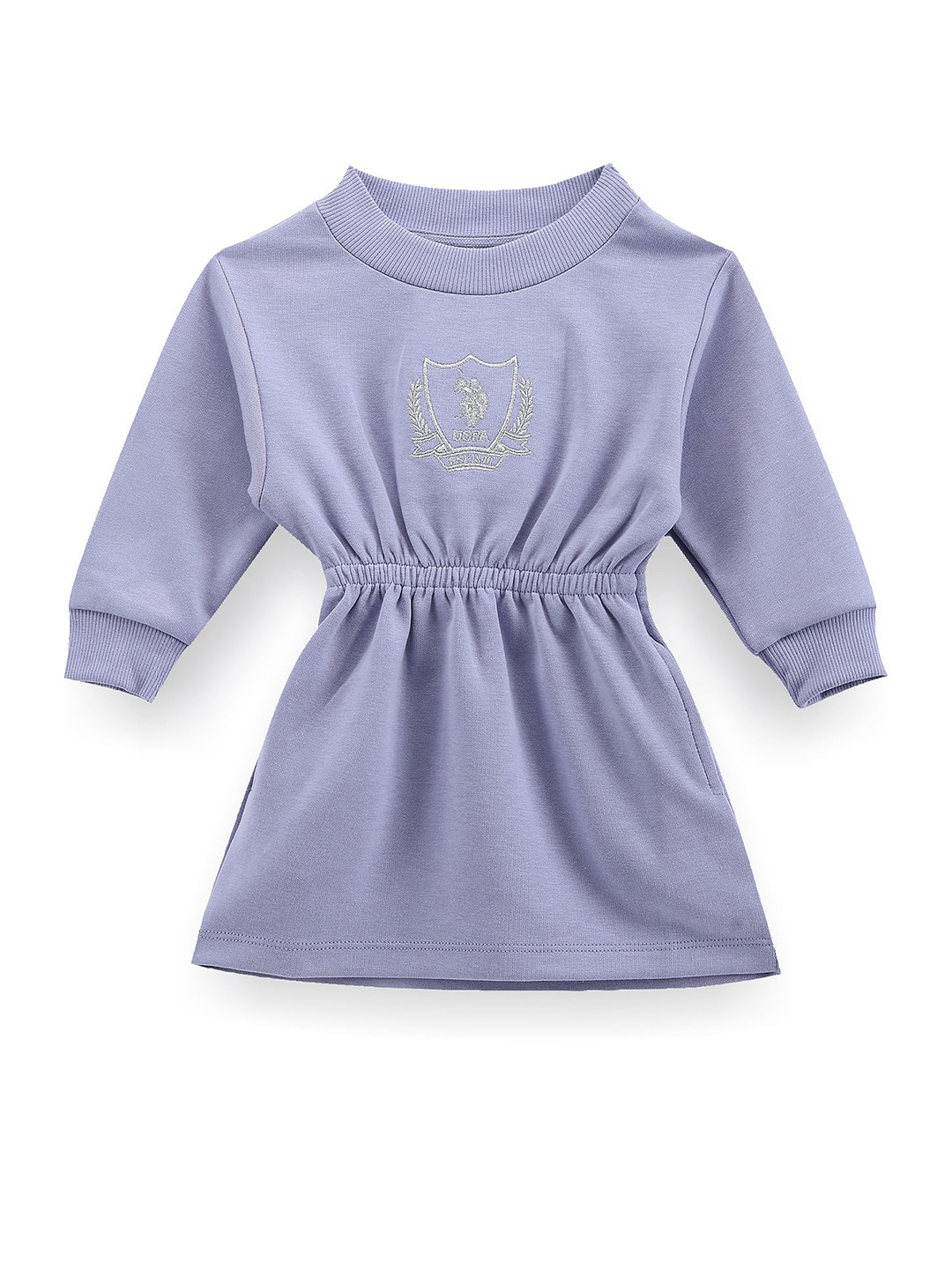 

U.S. Polo Assn. Kids Girls Round Neck A-Line Dress, Purple