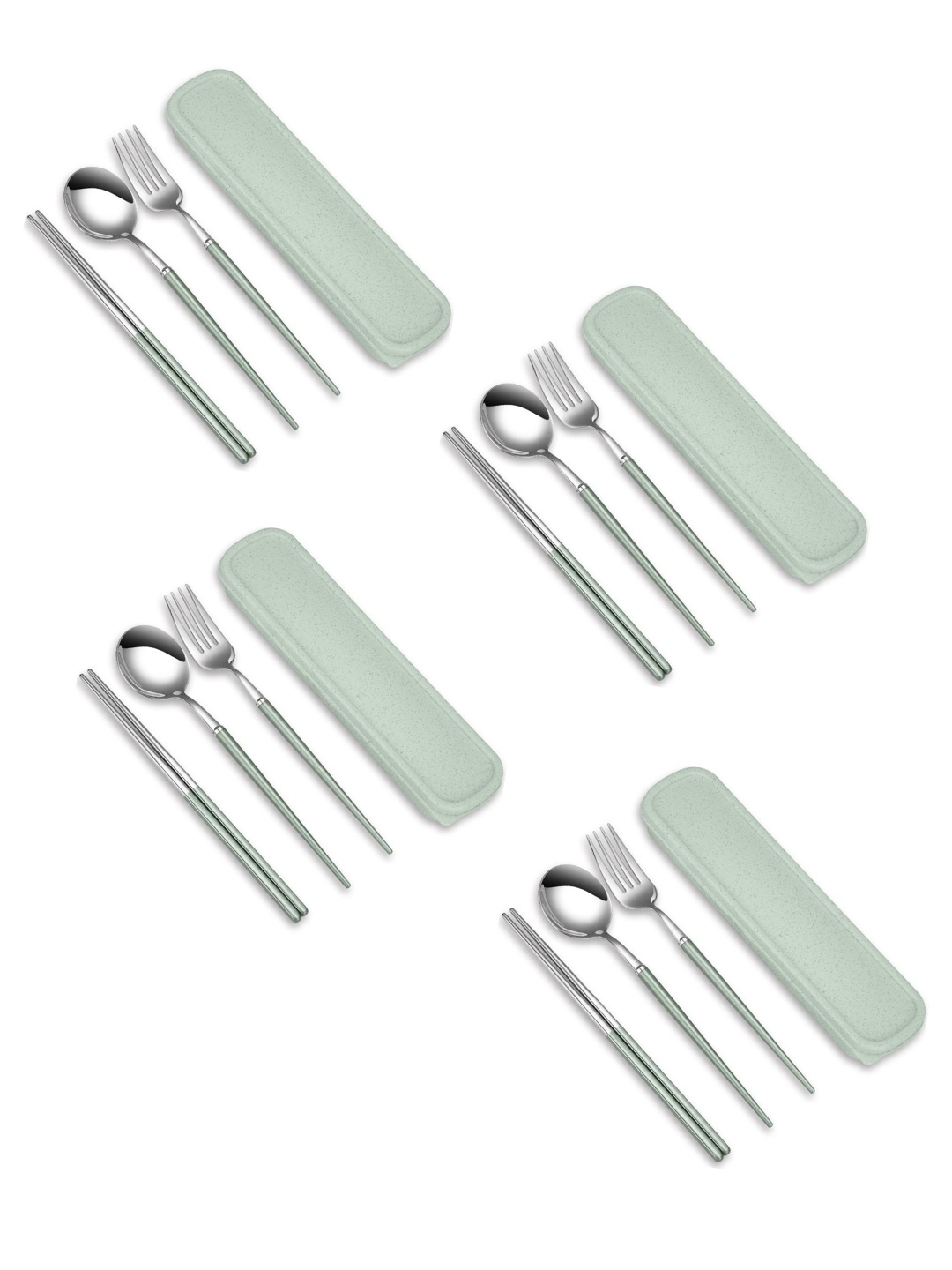

YELONA Green 16 Pieces Steel Cutlery with Portable Box