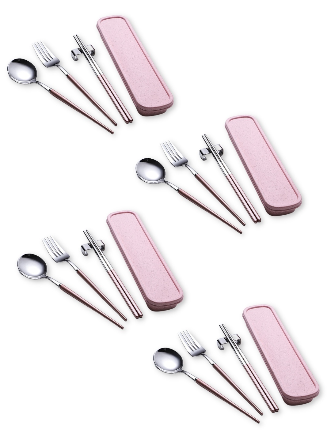 

YELONA Pink 16-Pcs Stainless Steel Cutlery With Portable Box