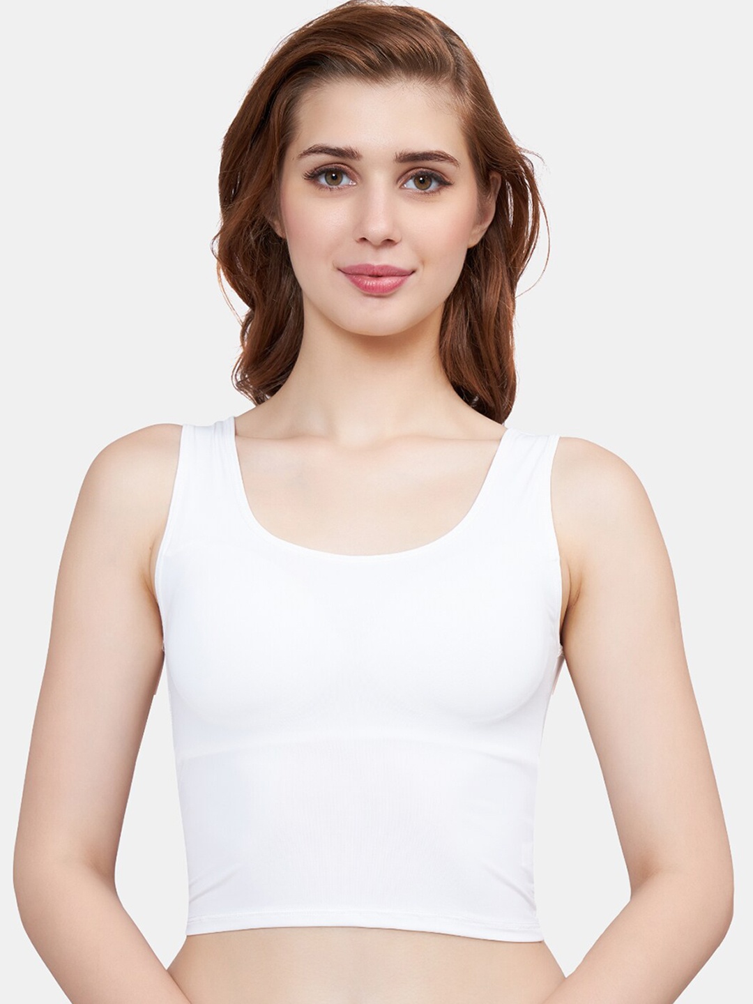 

PLUMBURY Padded Crop Camisole, White