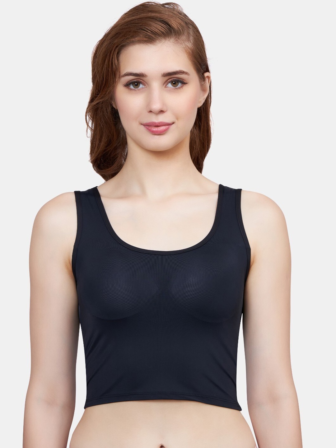 

PLUMBURY Padded Crop Camisole, Black