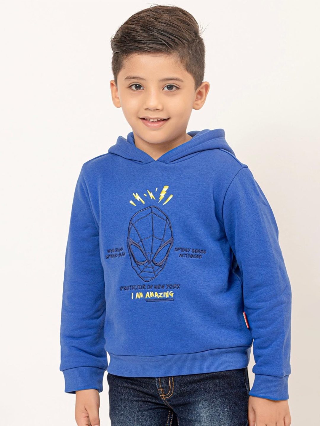

One Friday Boys Spider-Man Printed Pullover Sweatshirt, Blue