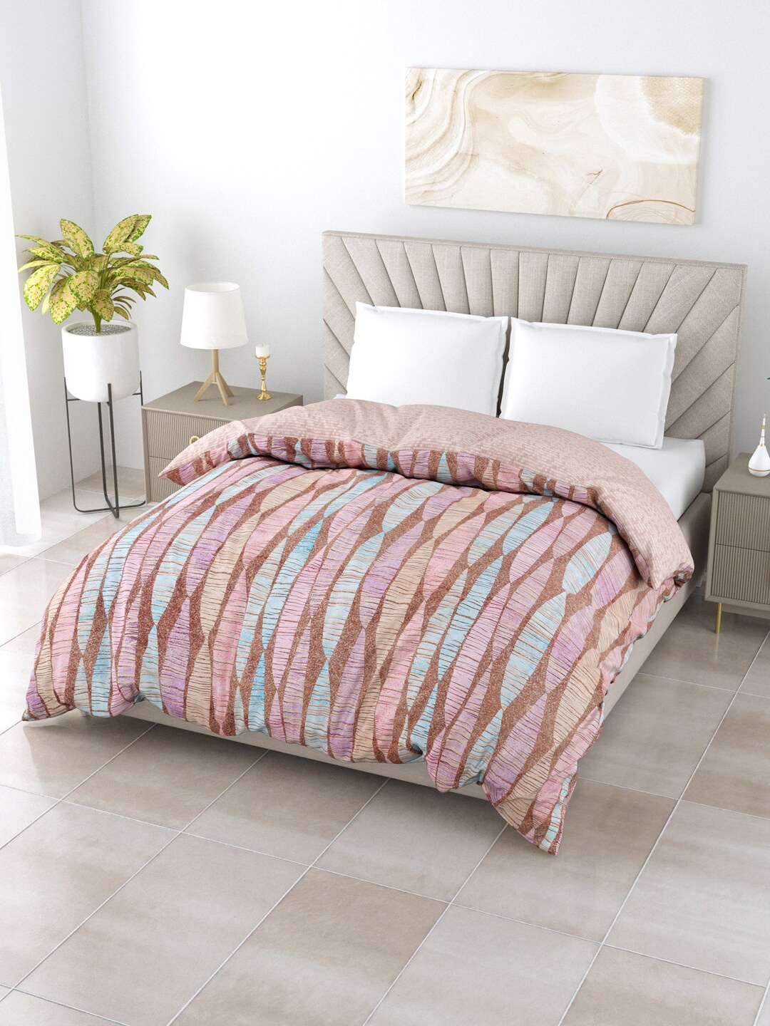 

Salona Bichona Grey & Blue AC Room 150 GSM Double Bed Comforter