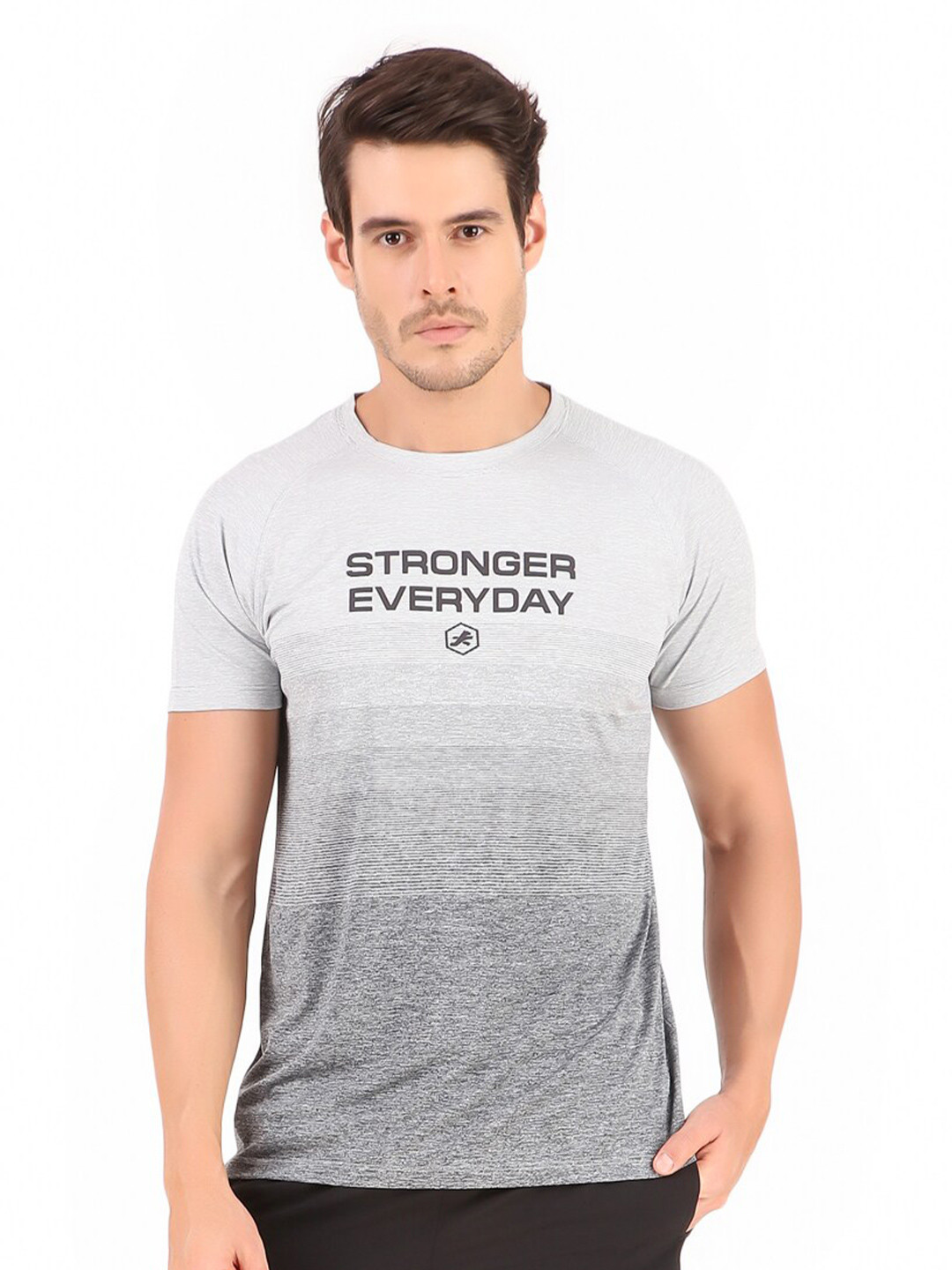 

REDESIGN Typography Printed Raglan Sleeves Training or Gym Dry Fit T-shirt, Grey