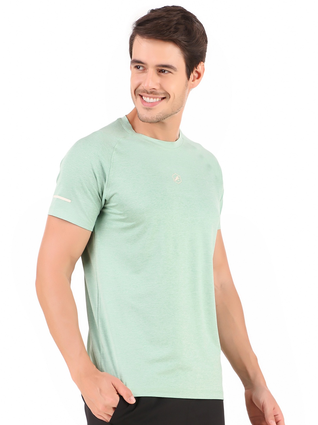

REDESIGN Raglan Sleeve Training or Gym Dry Fit T-shirt, Green